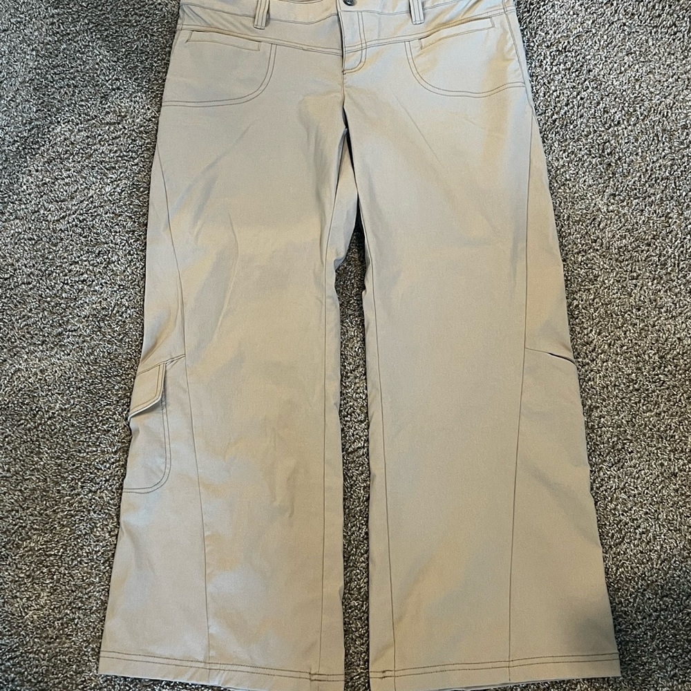 Beige Wide-Leg Cargo Pants
